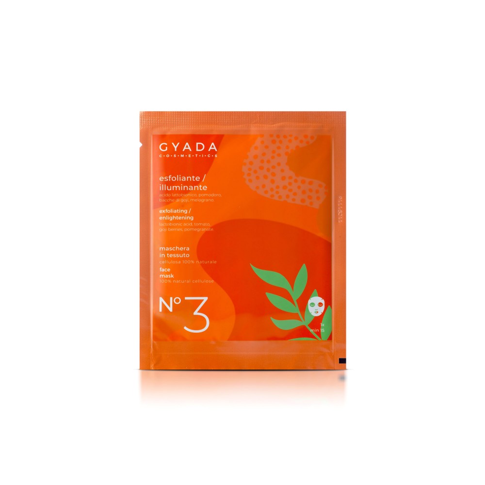 Maschera in tessuto ESFOLIANTE / ILLUMINANTE N. 3 – Gyada Cosmetics